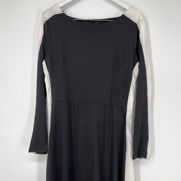Harve Benard Women's Colorblock Fit & Flare Skater Dress Black White Large NWOT - Picture 1 of 5